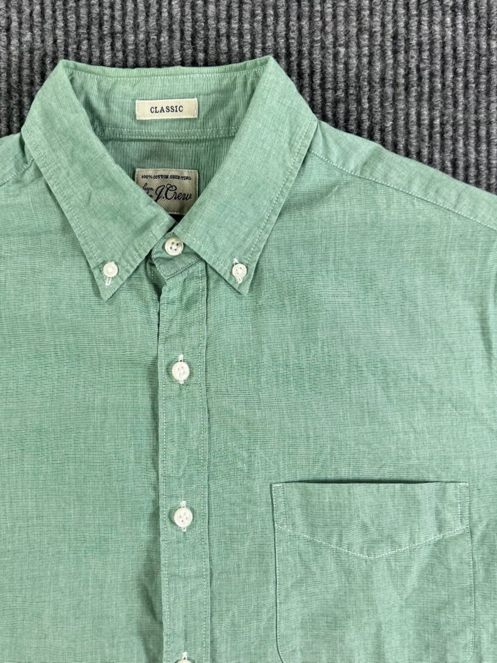 J.Crew Button Down Shirt Mens Small Green Classic Fit Long Sleeve Cotton Pocket - Picture 4 of 12